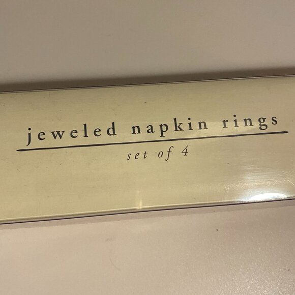 Jeweled Gold Holiday Napkin Rings Set of 4 – Red & Amber Gem Accents - Picture 10 of 10